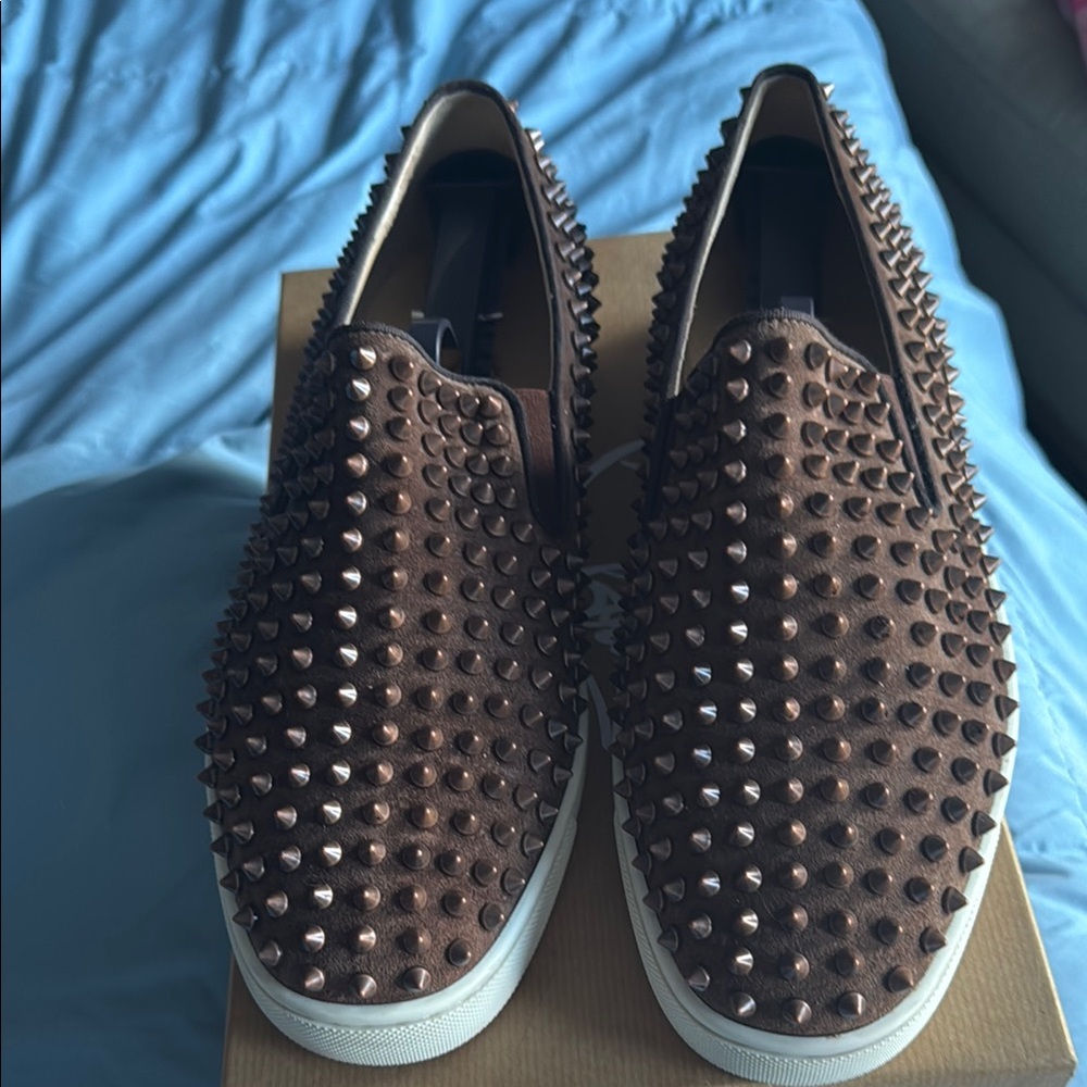 Christian Louboutin Brown Studded Sneakers